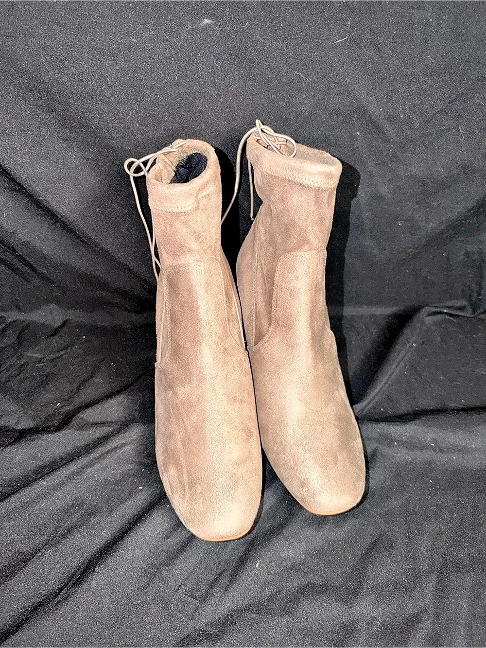 Chinese Laundry Kyla Bootie Suede-Look Heeled Ankle Boots in Brown